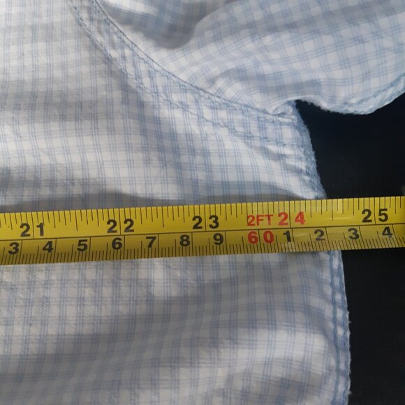 Emanuel Ungaro SZ L Light Blue & White Gingham Men's Button Up SS Shirt - Picture 9 of 12